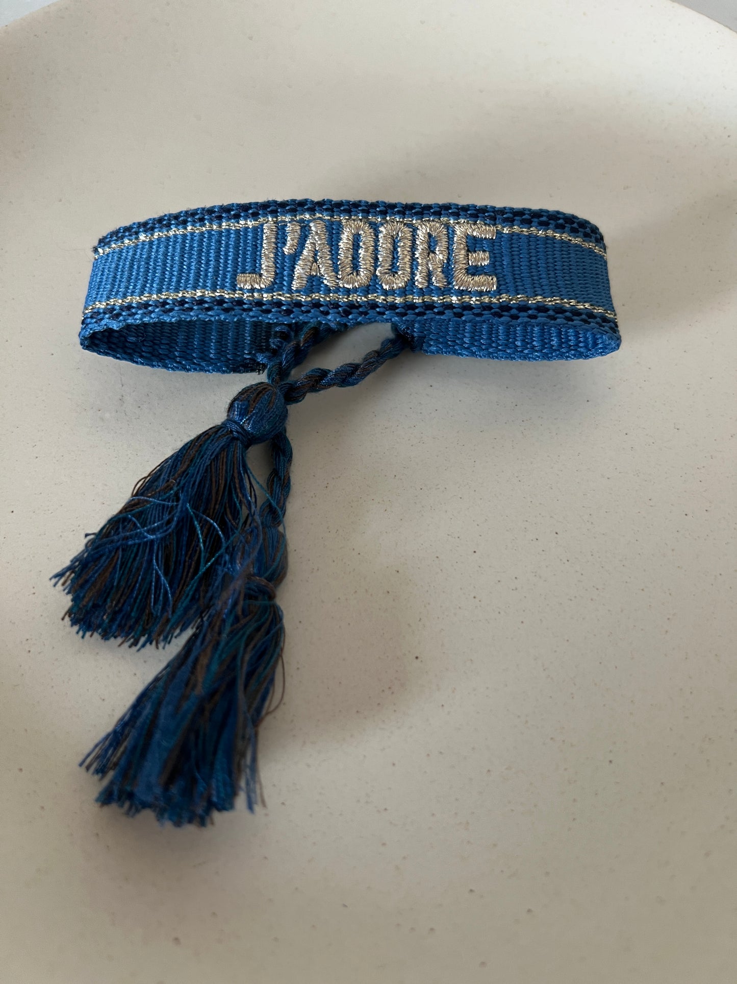 Bracelet j'adore bleu et doré