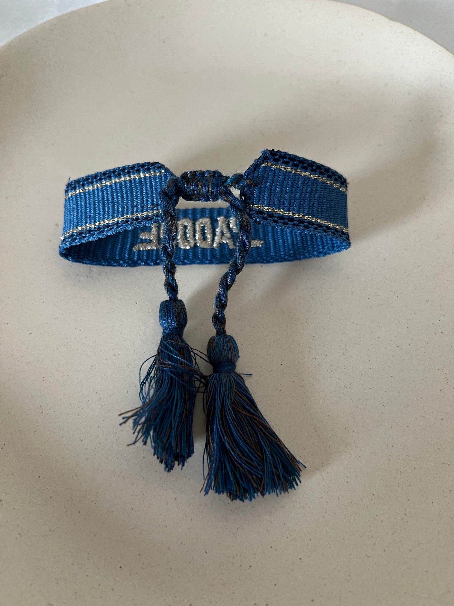 Bracelet j'adore bleu et doré