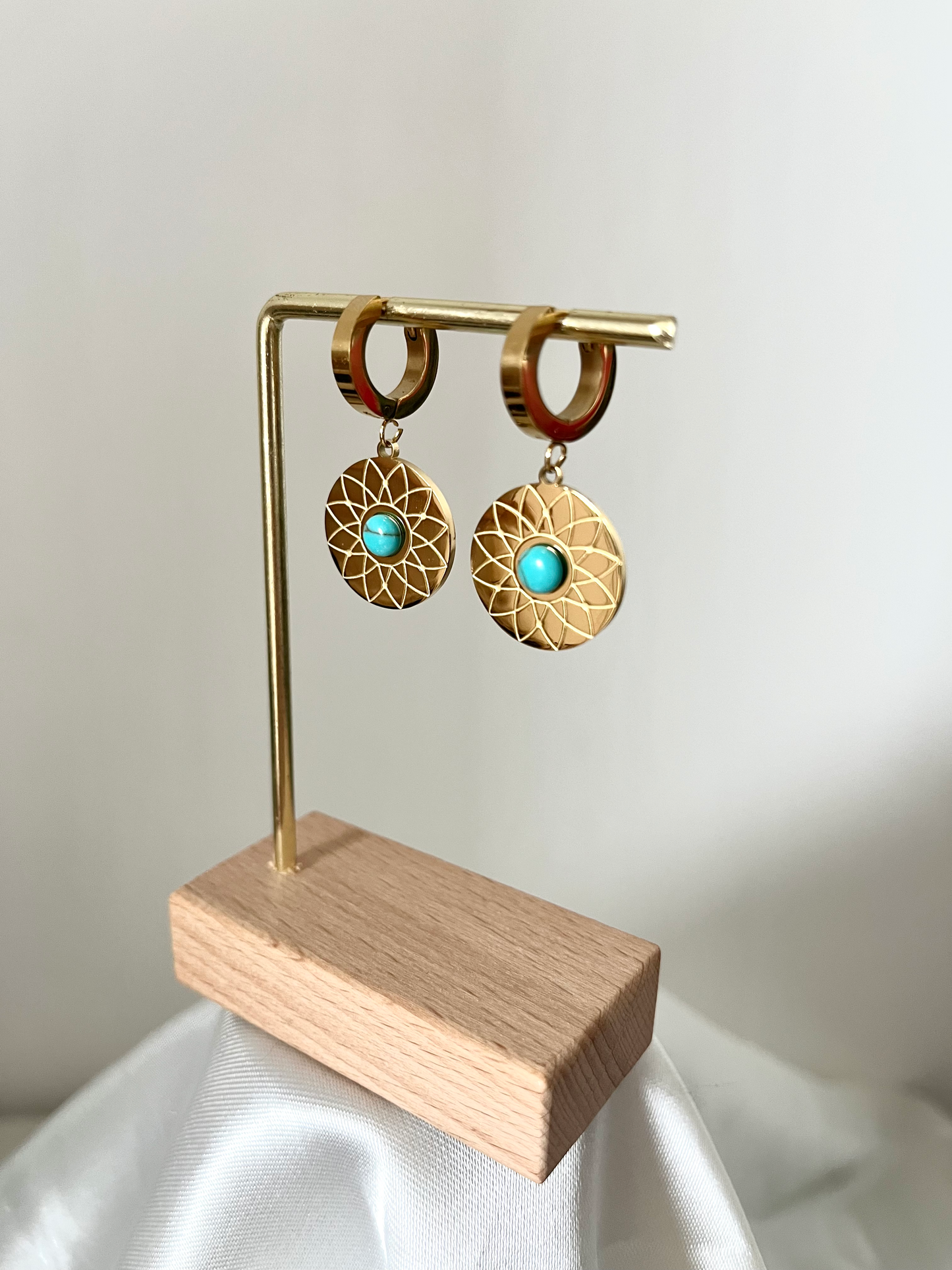 Boucles d'oreilles doré turquoise Tara