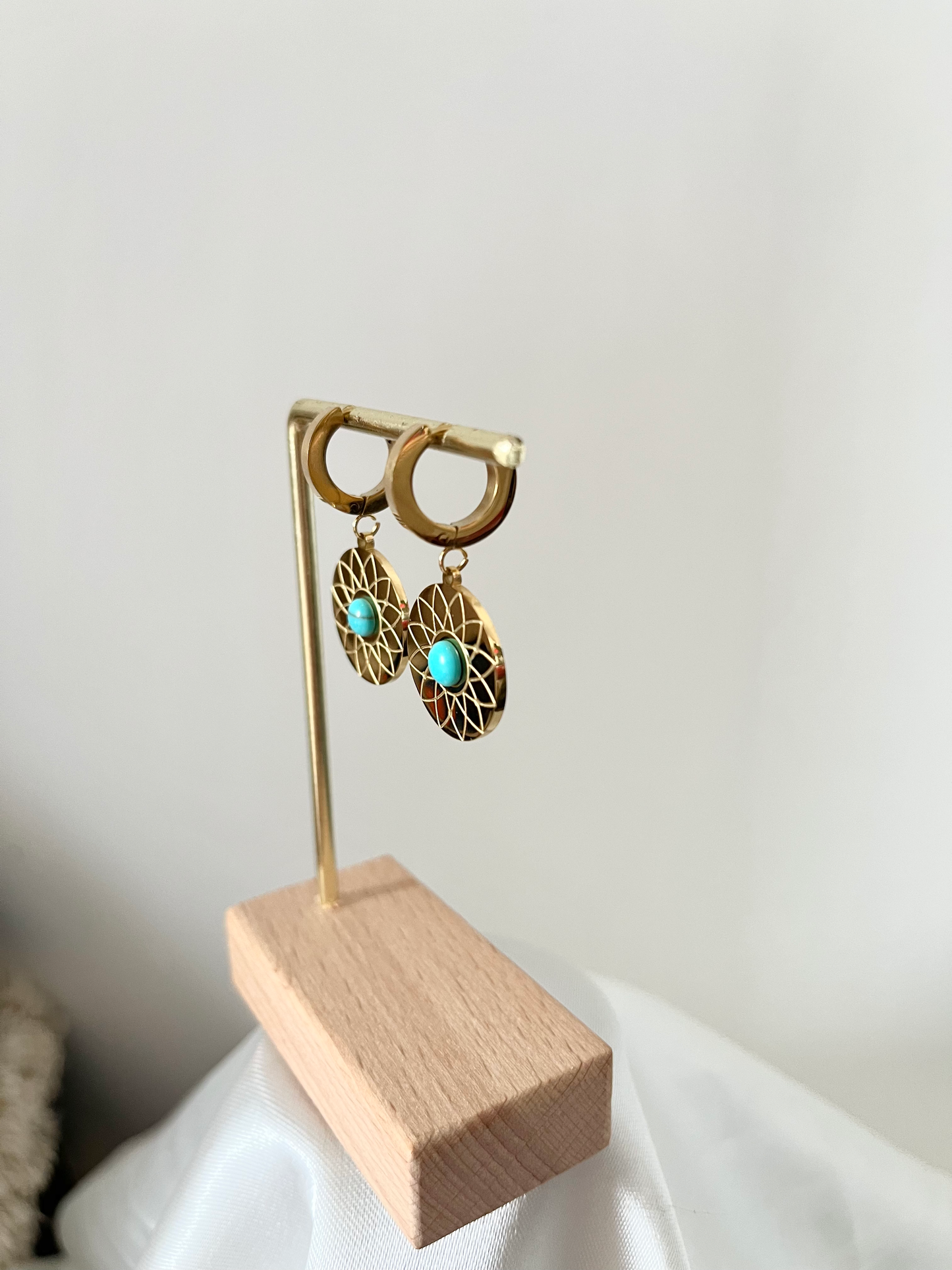Boucles d'oreilles doré turquoise Tara
