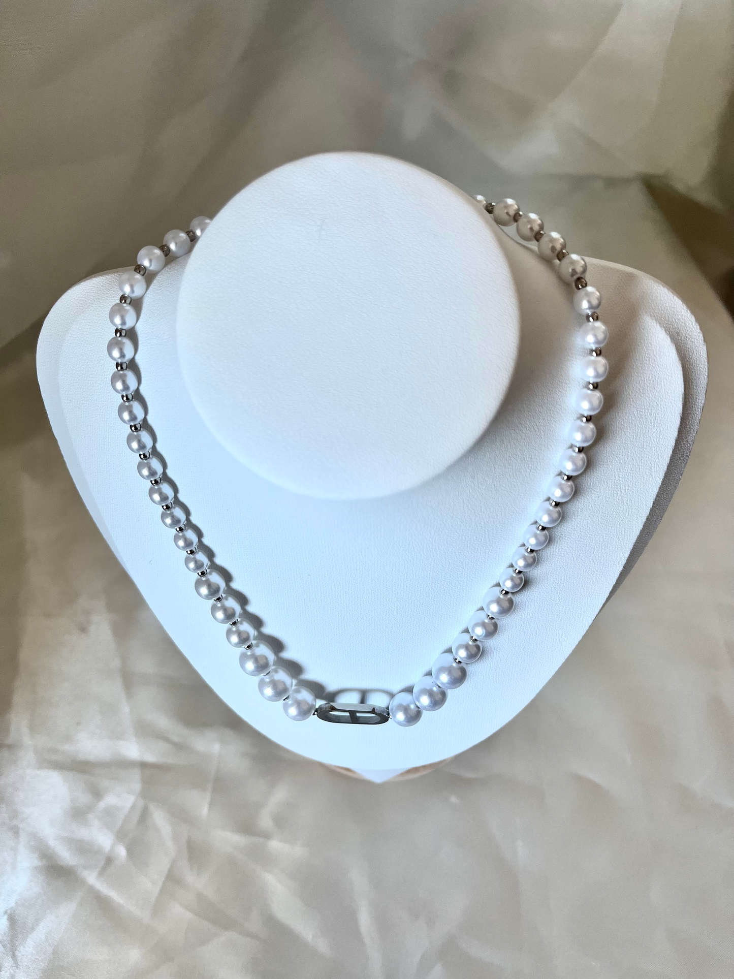 Collier argenté et nacré Wanda