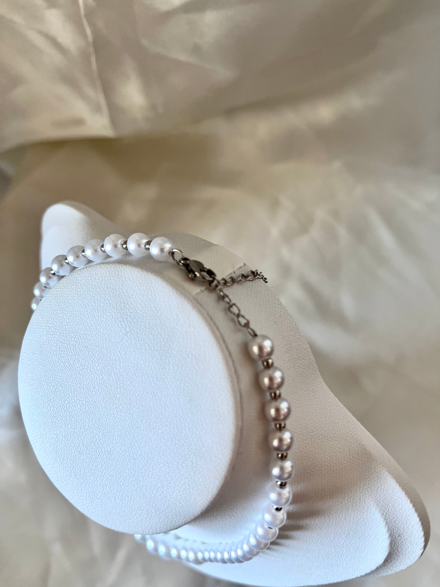 Collier argenté et nacré Wanda