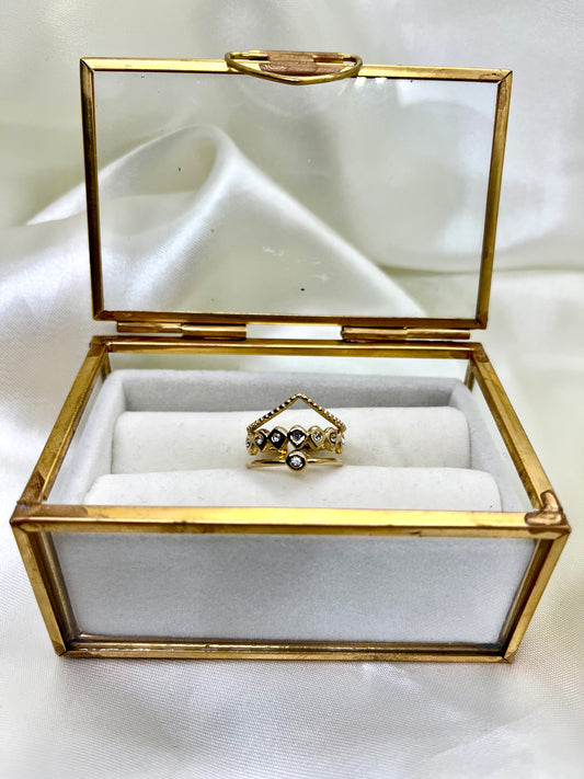 Bague doré et strass