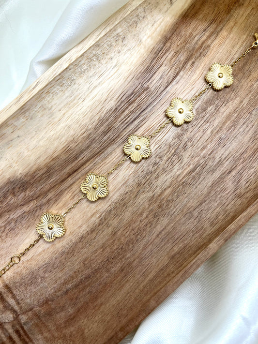 Bracelet doré fleurs