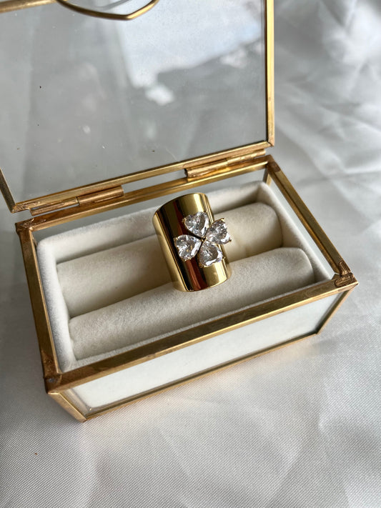 Bague doré fleur zirconium Agatha