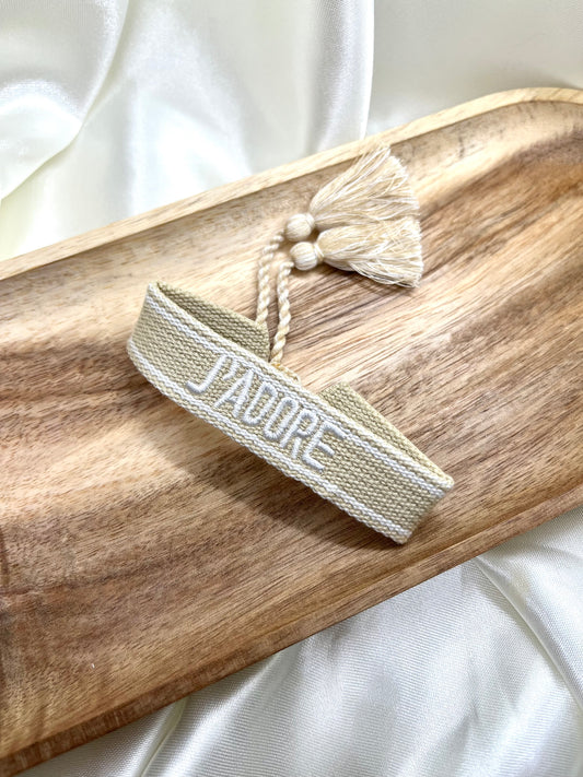 Bracelet j’adore beige et blanc