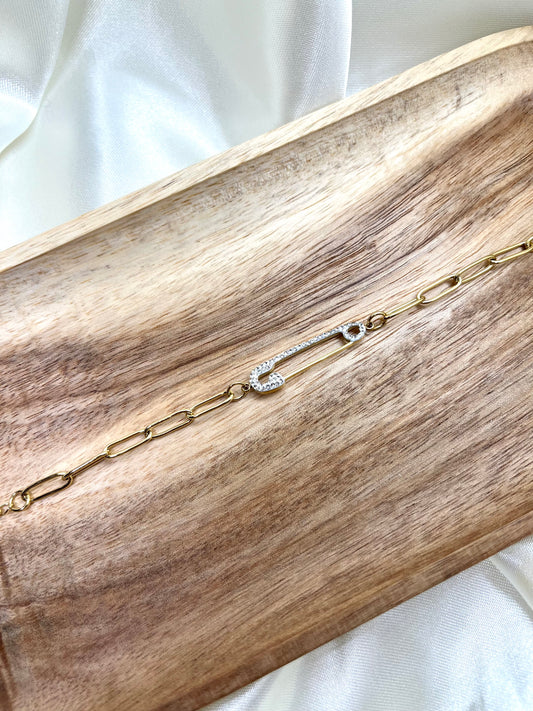 Bracelet doré trombone strass