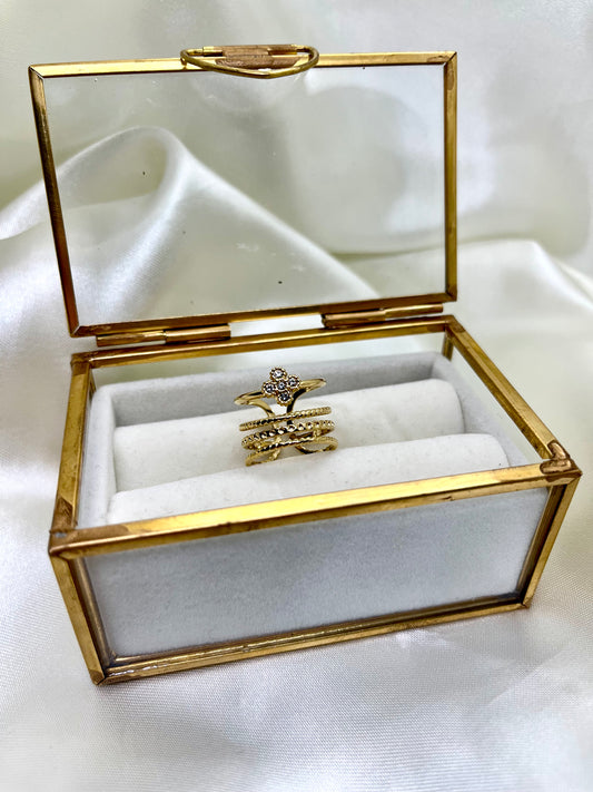 Bague doré et strass multi rangs
