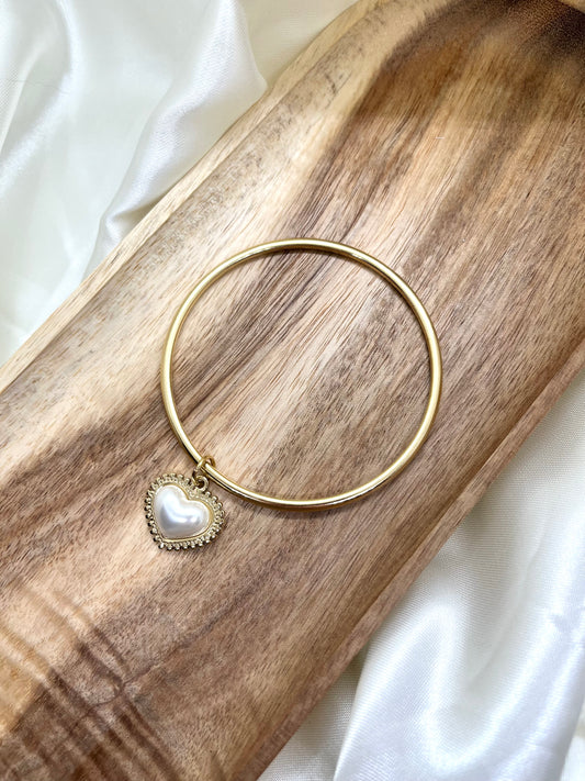 Bracelet jonc doré et cœur