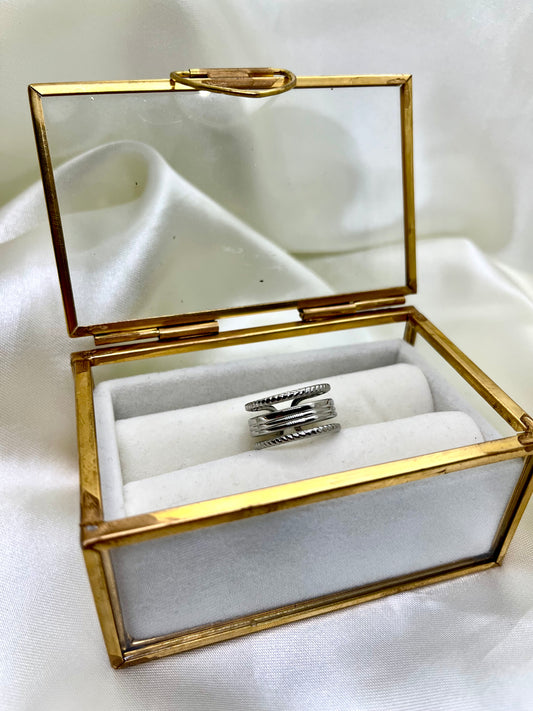 Bague argentée multi rangs