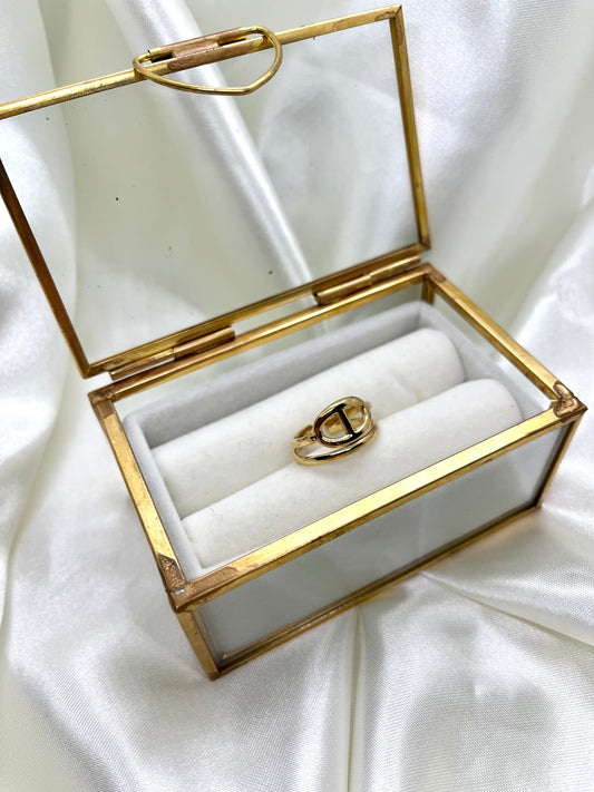 Bague doré deux rangées maille marine