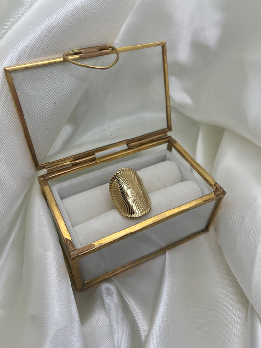 Bague doré ovale - bijoux en acier inoxydable femme
