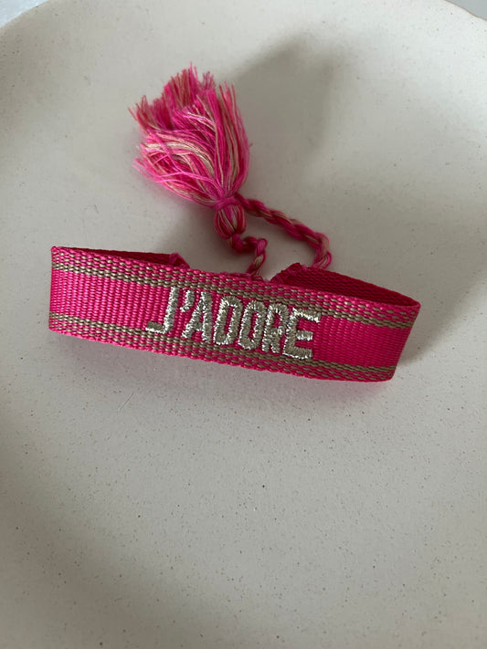 Bracelet j'adore rose et doré