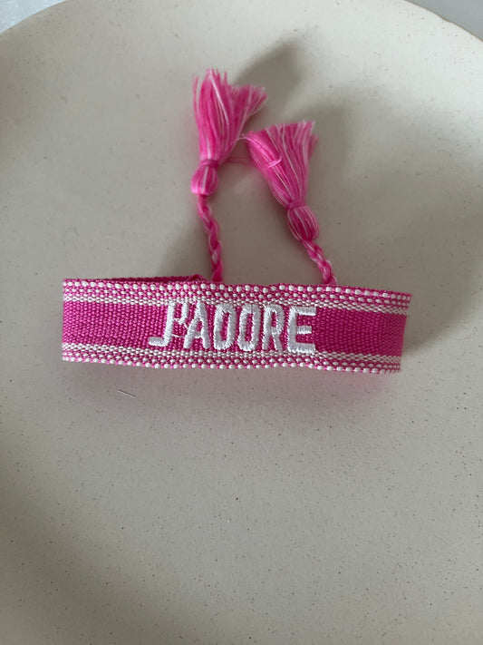 Bracelet j'adore rose et blanc