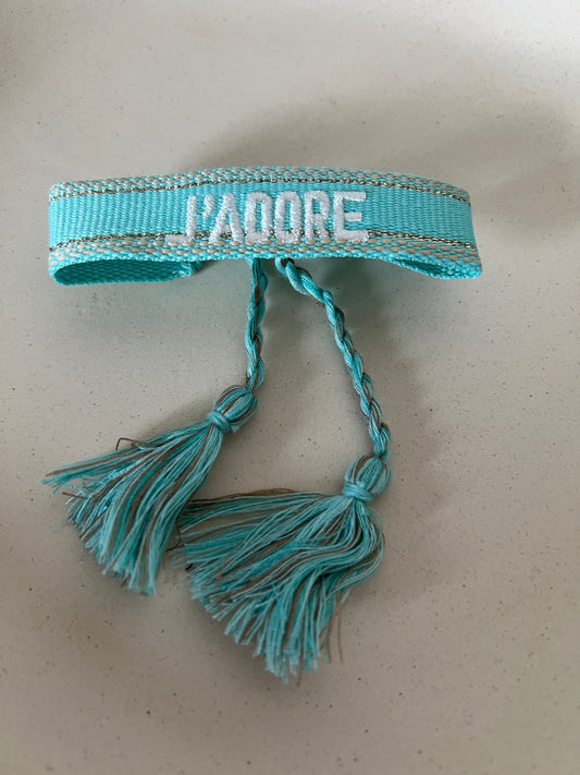 Bracelet j'adore turquoise et blanc